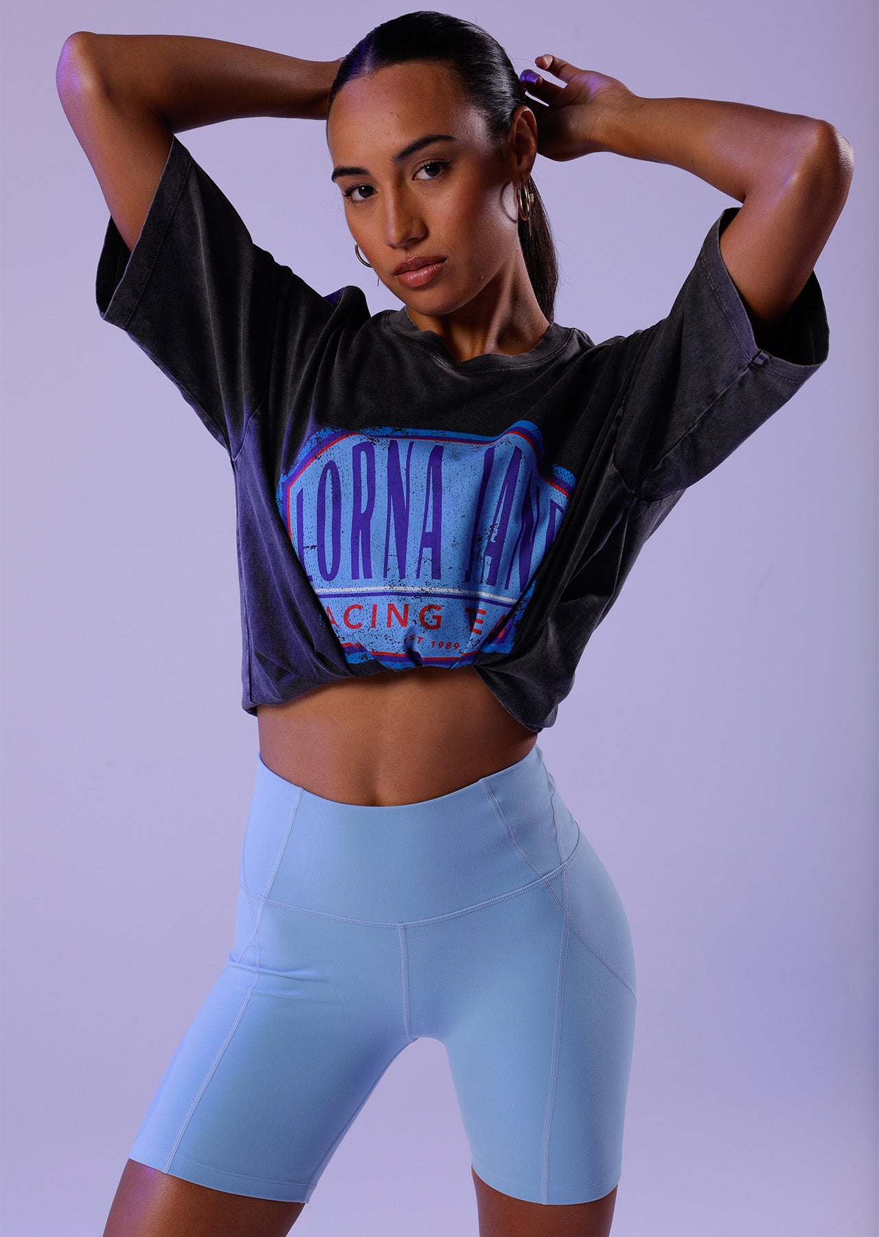 Lorna Jane Race Team Washed Boyfriend Tee - Washed Black