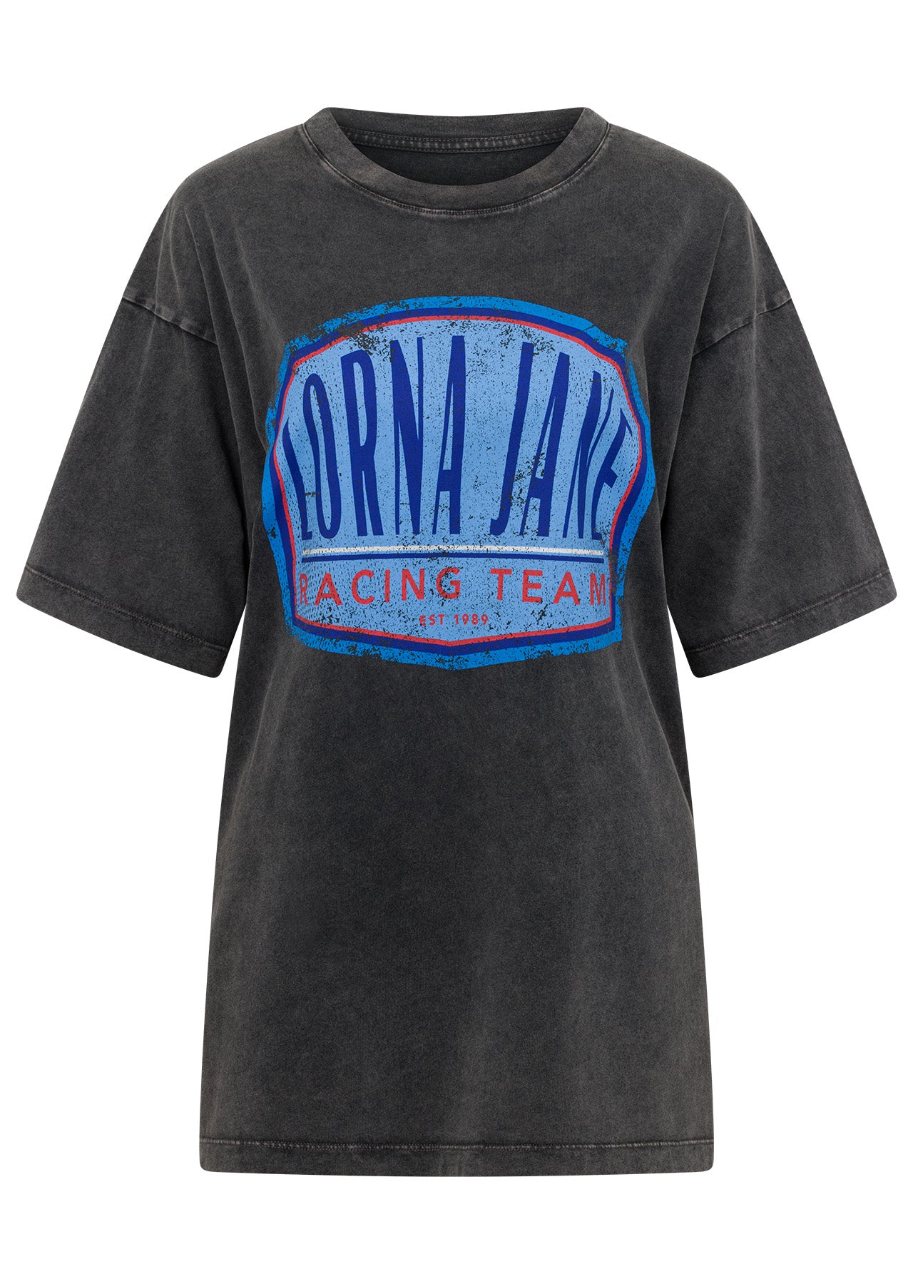 Lorna Jane Race Team Washed Boyfriend Tee - Washed Black