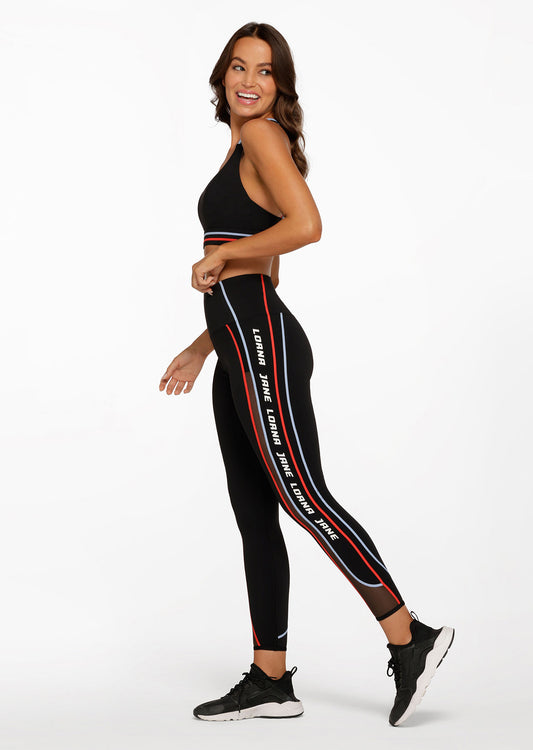 Lorna Jane Fast Track No Ride Ankle Biter Leggings - Black Multi