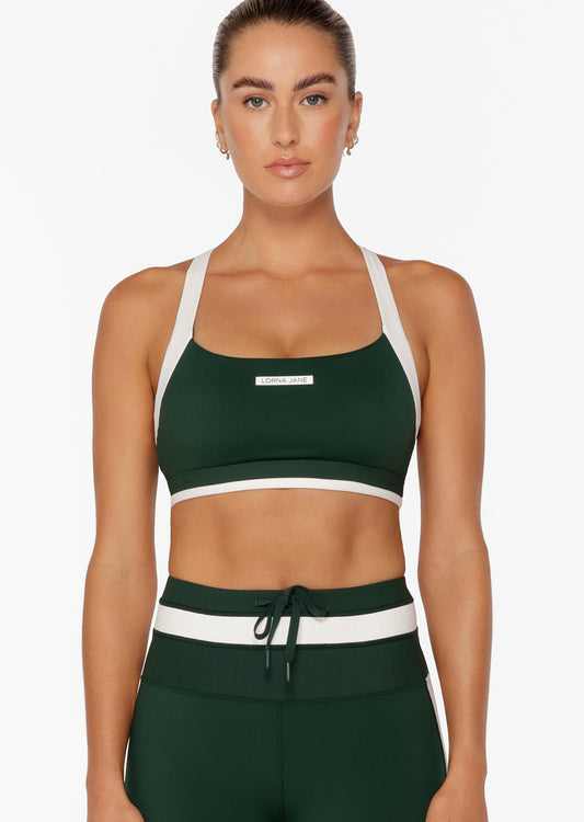 Lorna Jane Get On The Green Rib Sports Bra - Dark Green