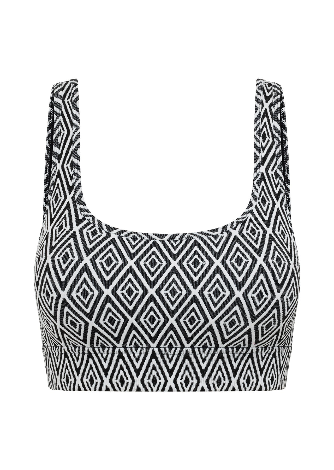 Lorna Jane Retro Seamless Sports Bra - Monochrome Argyle Print
