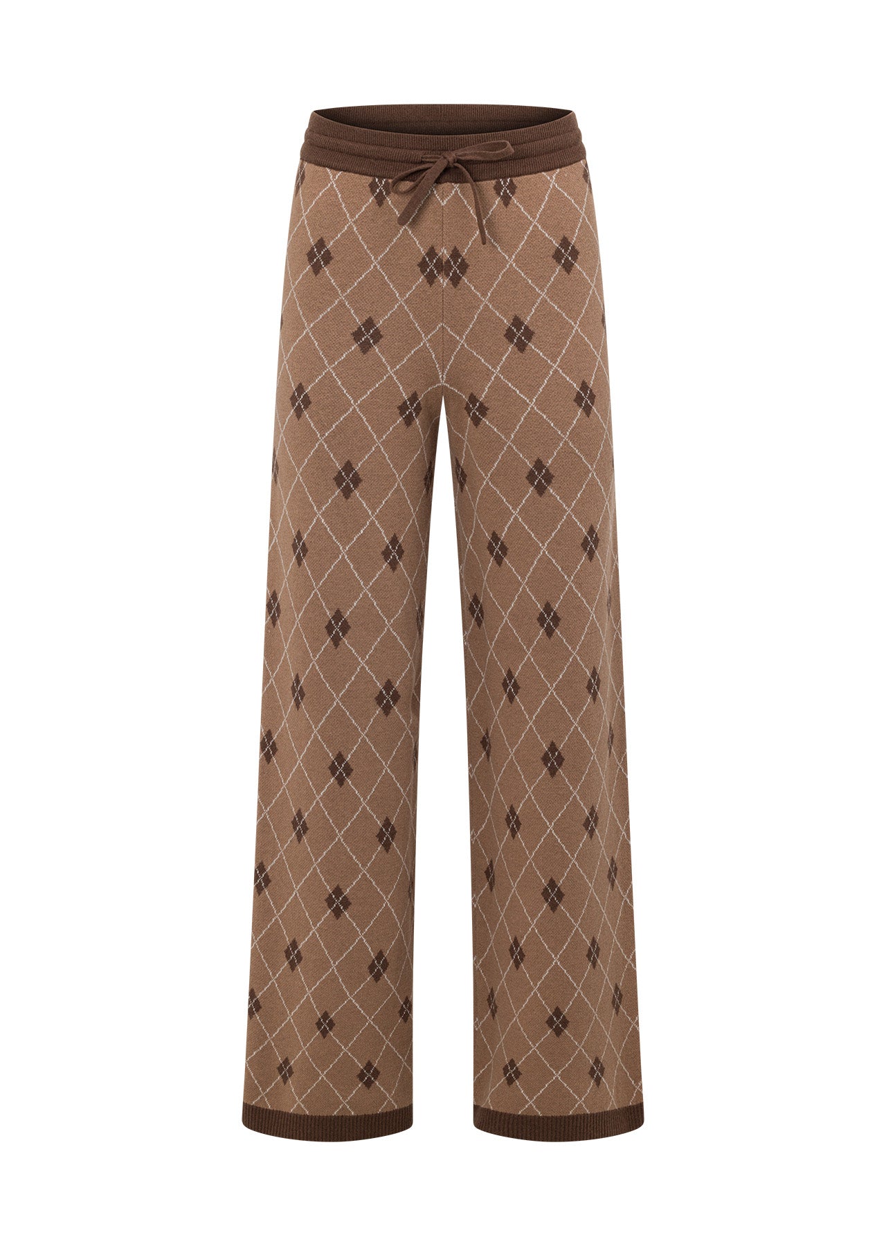 Lorna Jane Caddie Wide Leg Knit Pants - Argyle Intasia Print