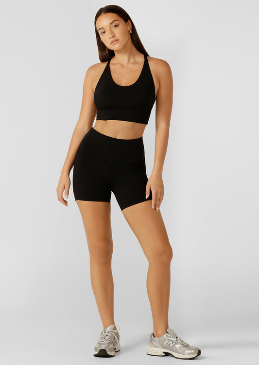 Lorna Jane Lotus Limited Edition No Chafe 12cm Bike Shorts - Black