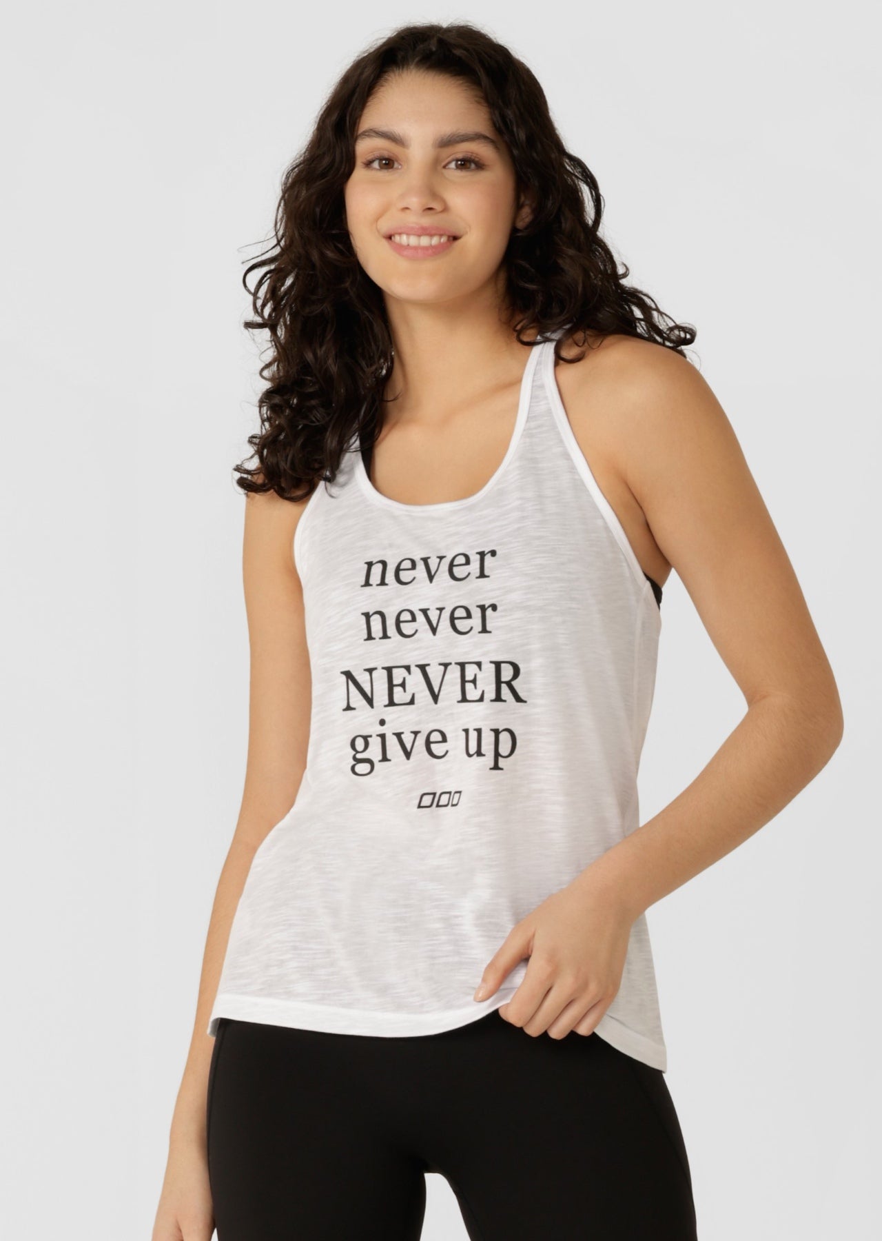Lorna Jane Never Give Up Slouchy Gym Tank - White
