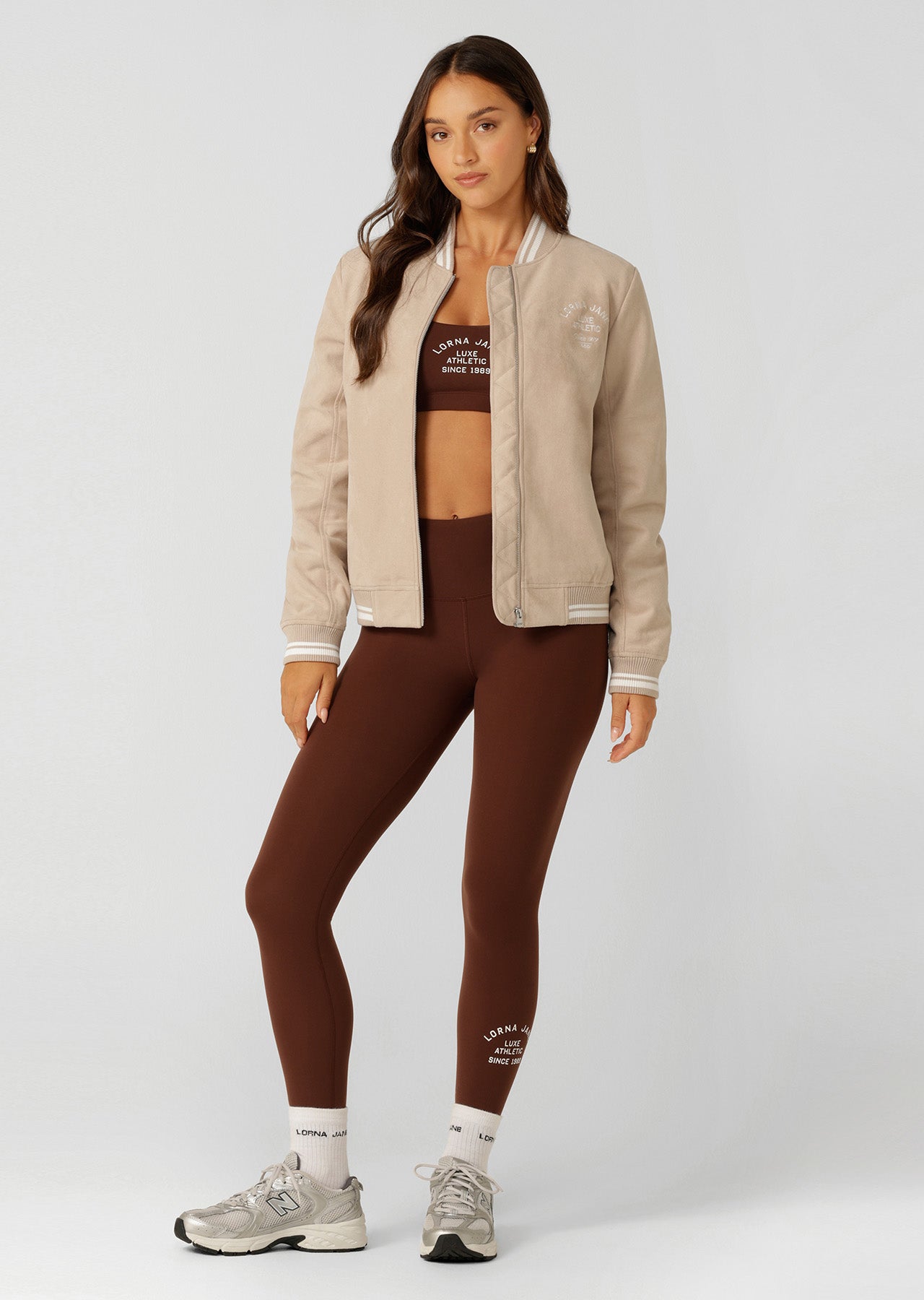 Lorna Jane Heritage Bomber Jacket - Light Oxford Tan