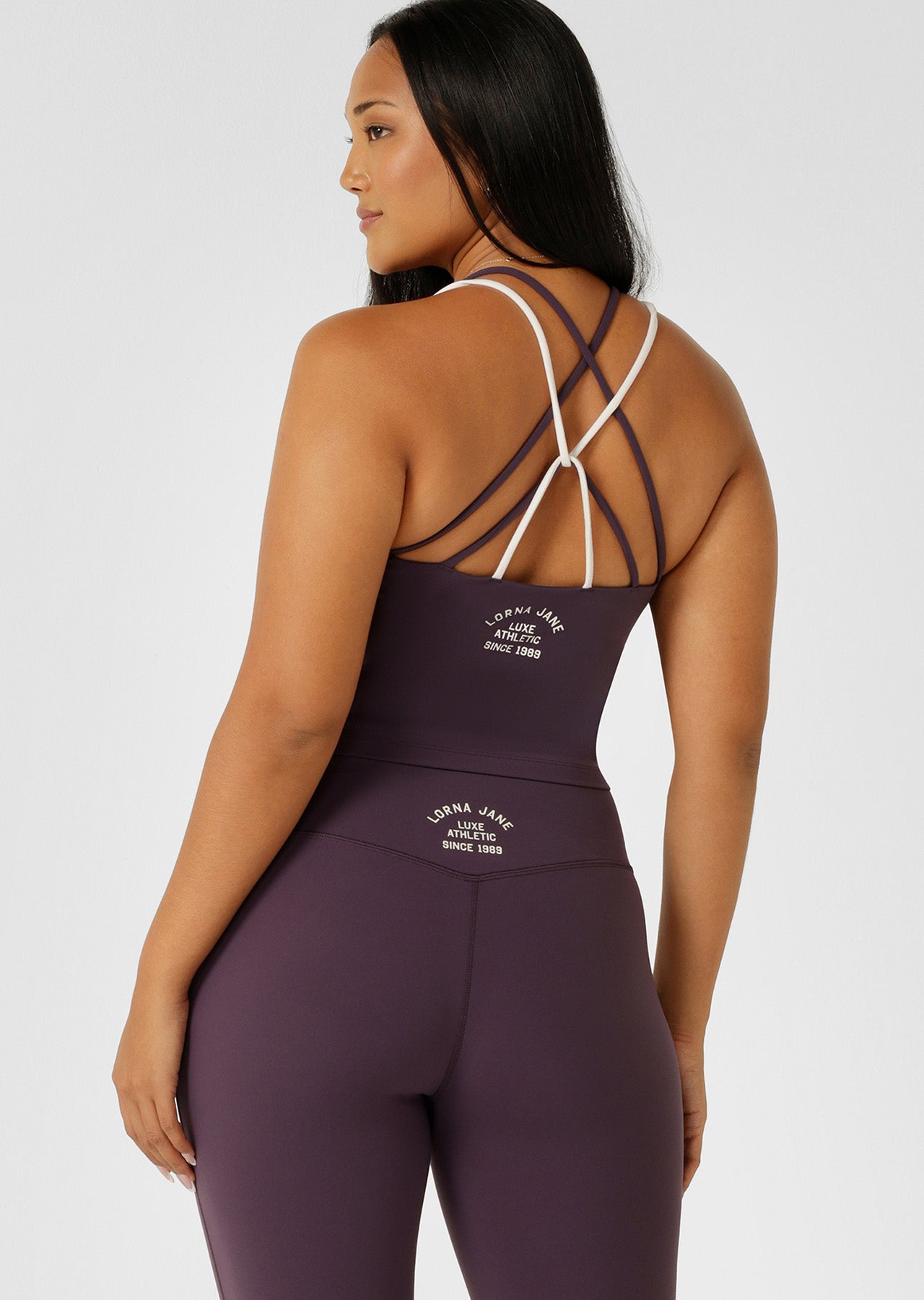 Lorna Jane Limited Edition Lotus Bra Tank Combo - Midnight Plum