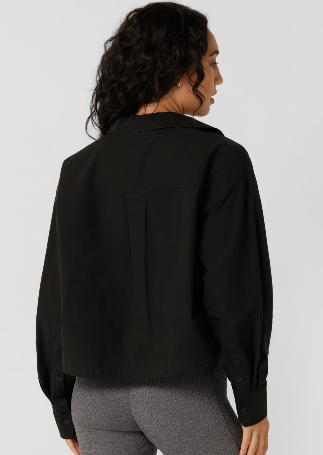 Lorna Jane Heritage Cropped Button Up Shirt - Black