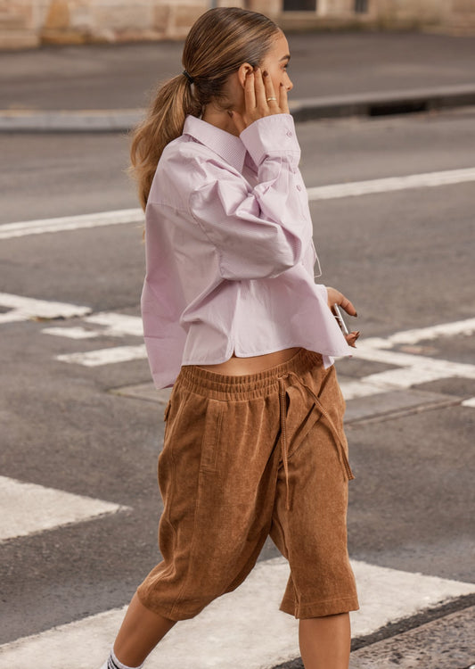 Lorna Jane Limited Edition Cord Flashdance 3/4 Shorts - Caramelised Sugar