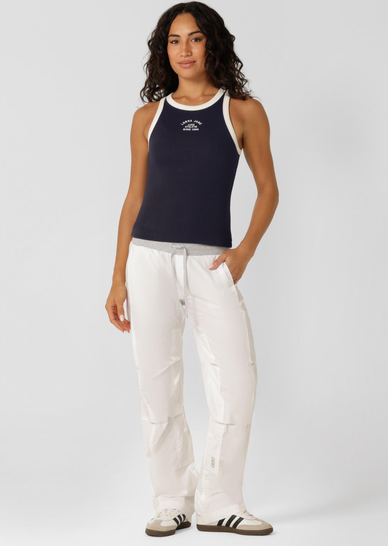 Lorna Jane Heritage Rib Ringer Tank - Midnight Blue