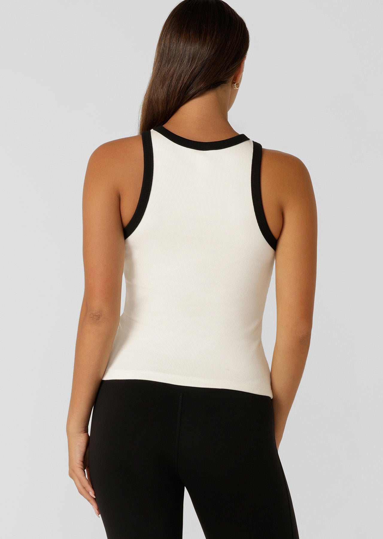 Lorna Jane Heritage Rib Ringer Tank - Porcelain