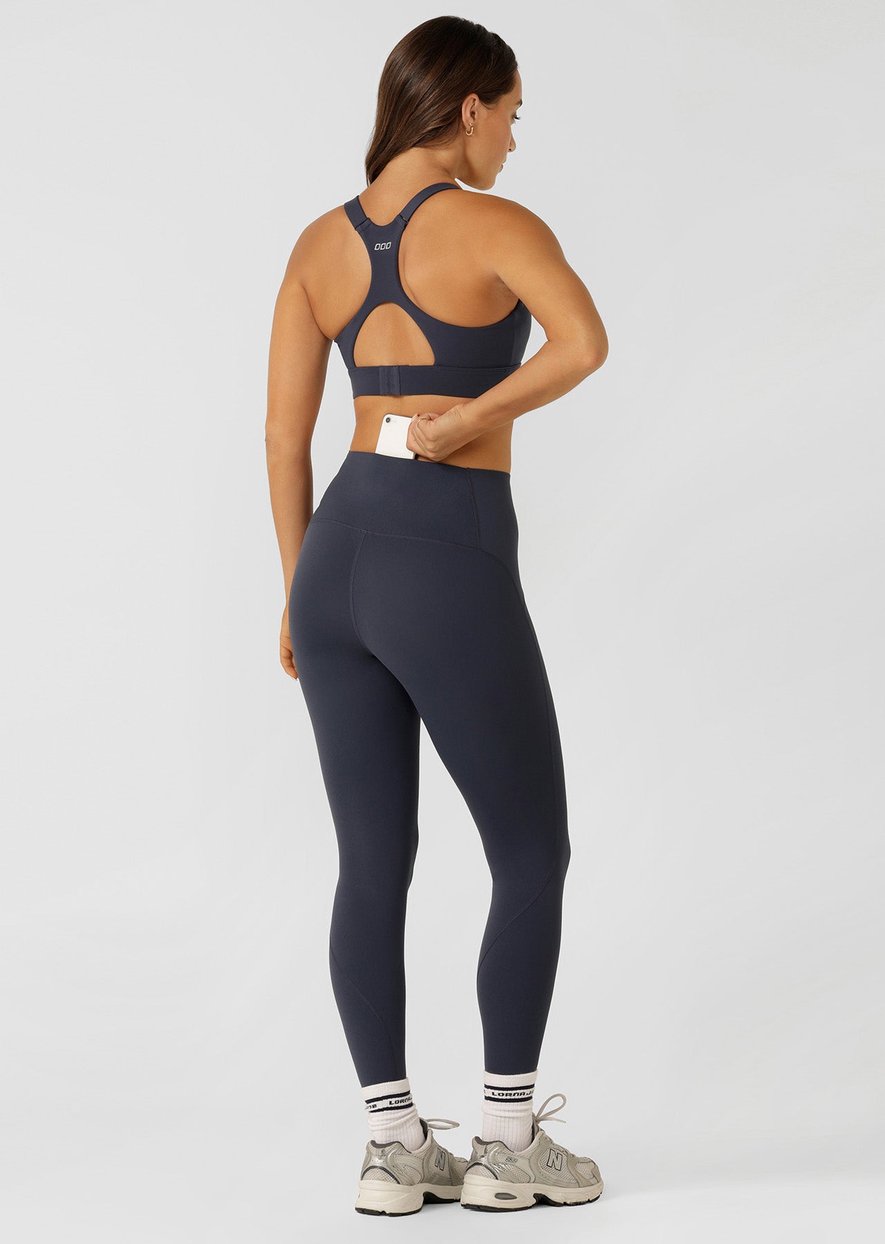 Lorna Jane Contour Sculpt No Chafe Ankle Biter Leggings - Platinum Navy