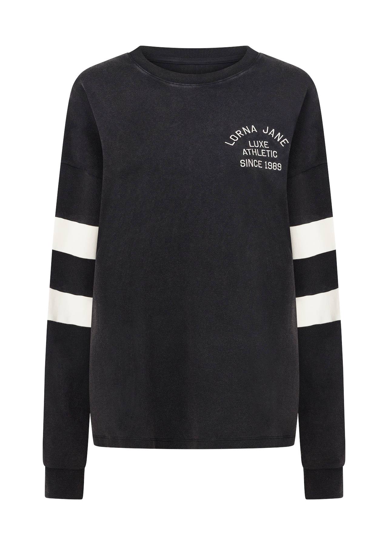 Lorna Jane Throwback Oversized Lightweight Sweat - Washed Black