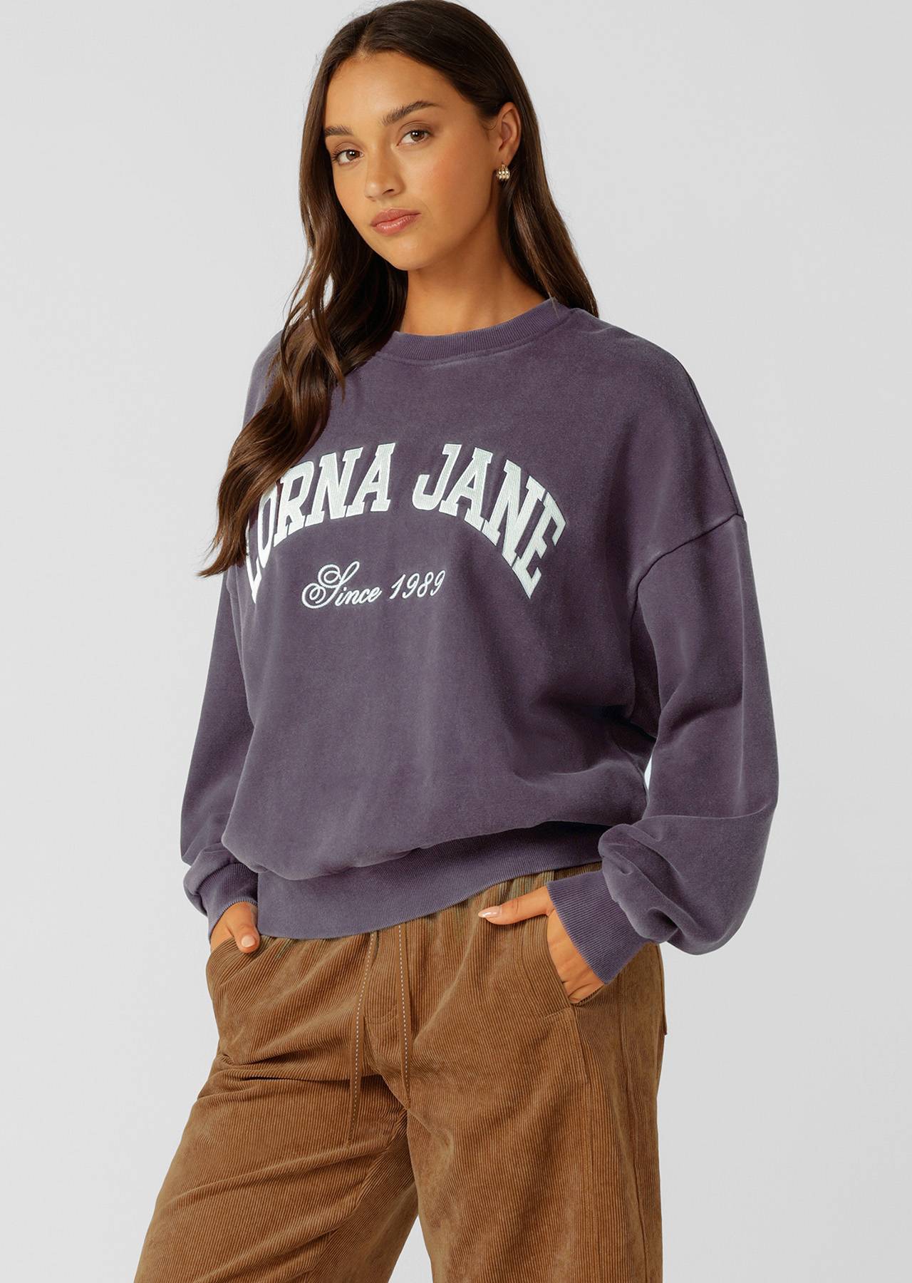 Lorna Jane New Sport Washed Sweatshirt - Washed Midnight Plum