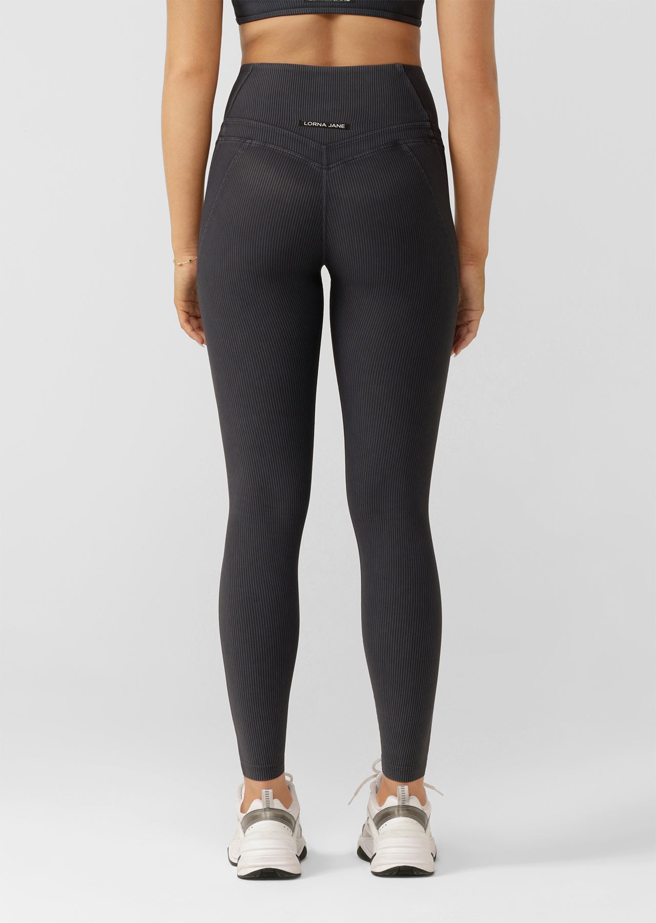Lorna Jane Stride Washed Rib Full Length Leggings - Washed Black