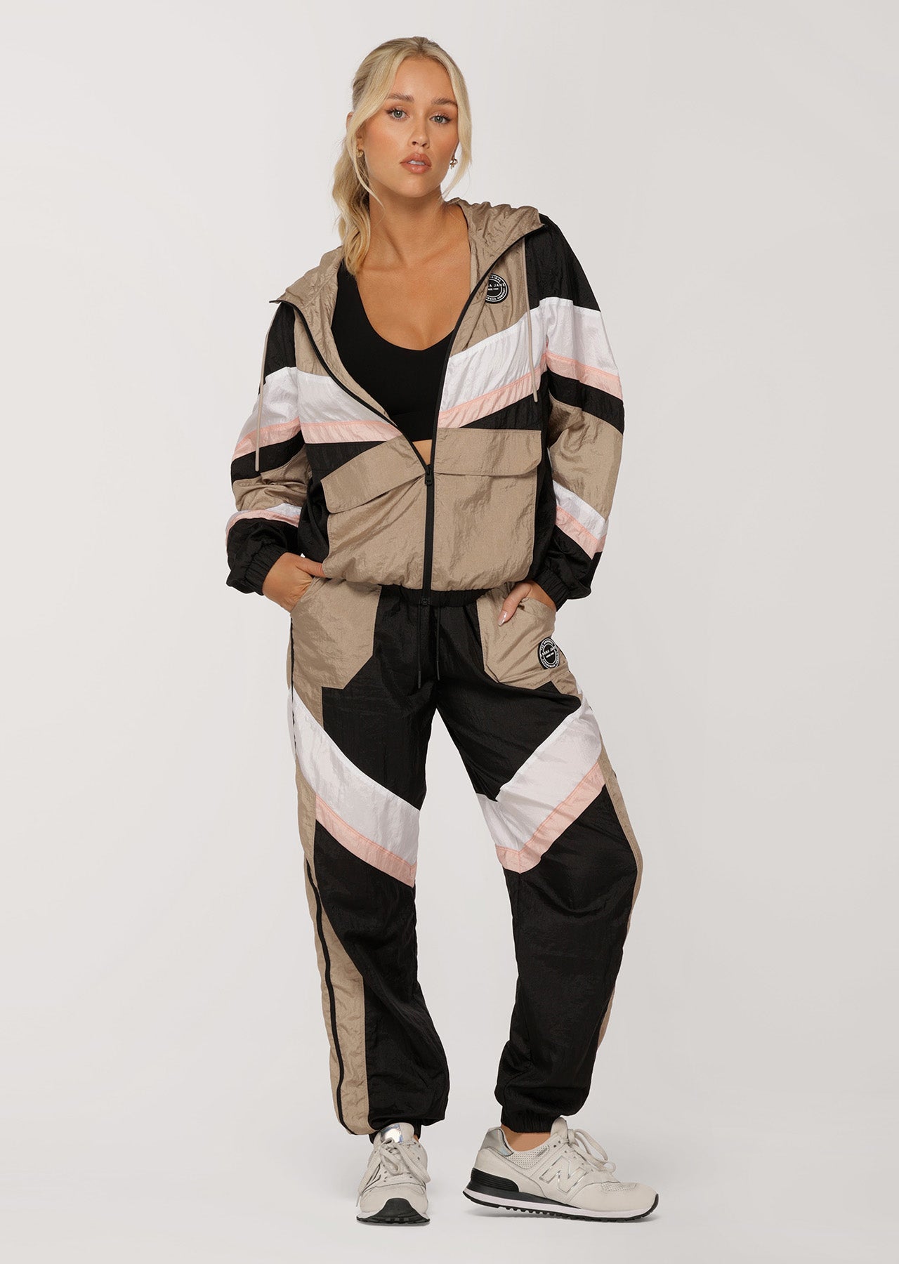 Lorna Jane Get Physical Colourblock Active Jacket - Dark Off White Multi