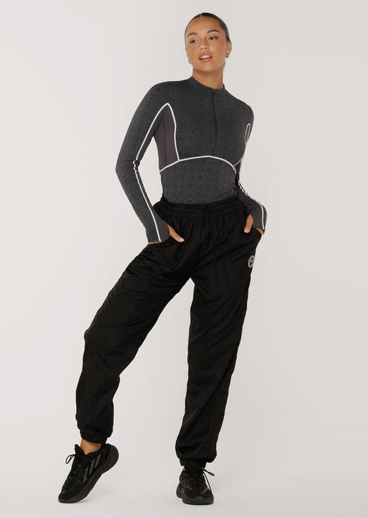 Lorna Jane Sprinter Long Sleeve Active Zip Top - Tonal Monogram Print