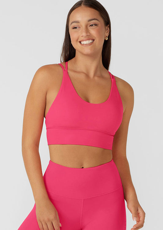 Lorna Jane Lotus Longline Sports Bra - Neon Raspberry
