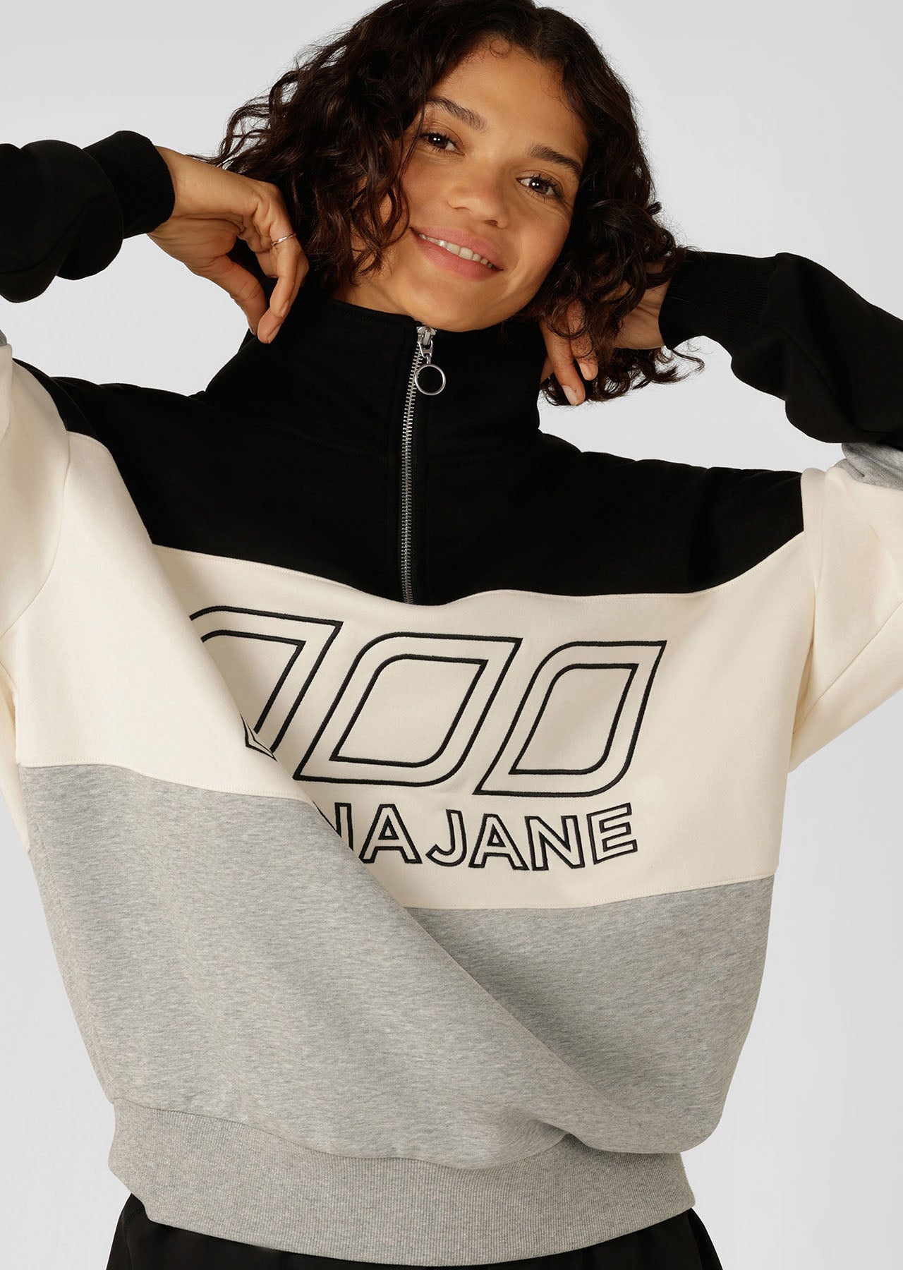 Lorna Jane Iconic Quarter Zip Sweat - Black Multi