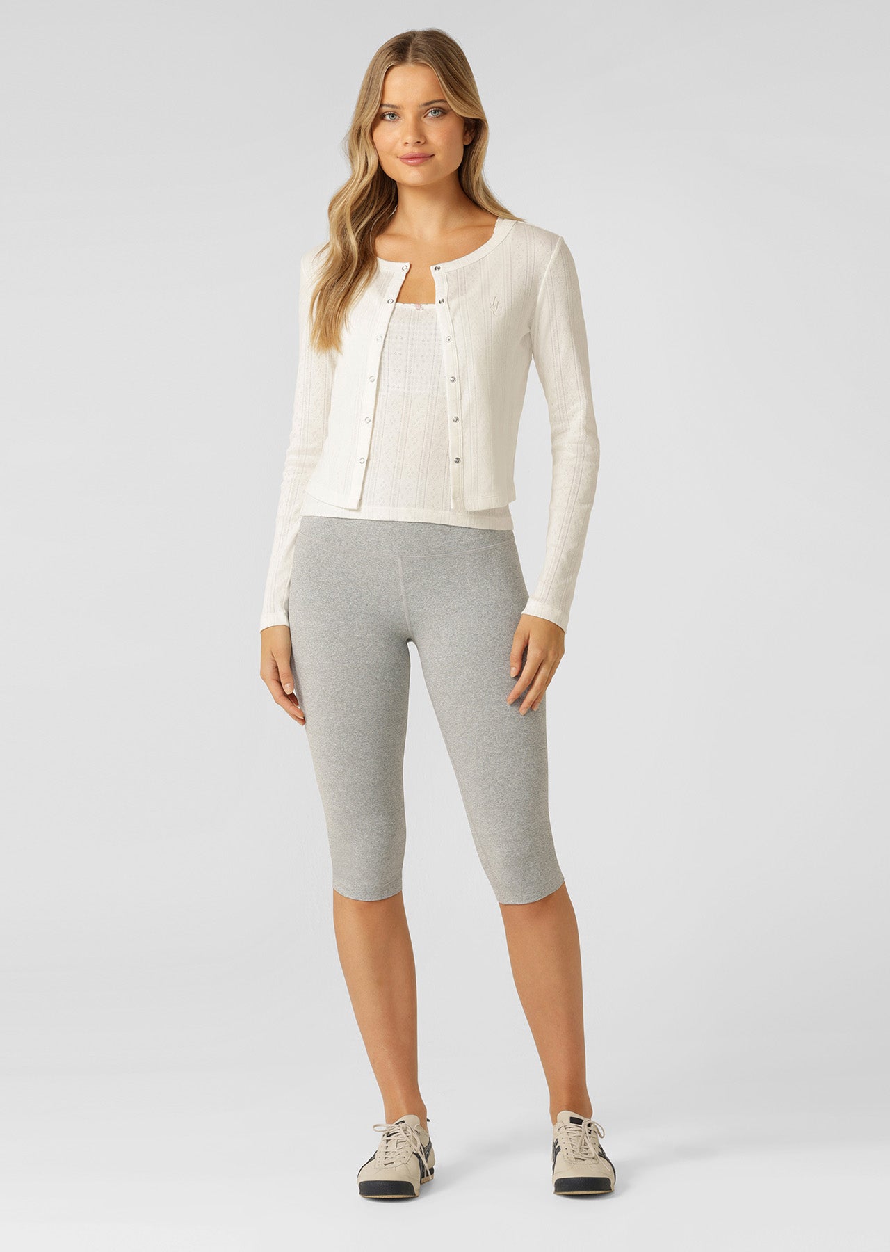 Lorna Jane True Comfort 3/4 Capri Leggings - Grey Marl