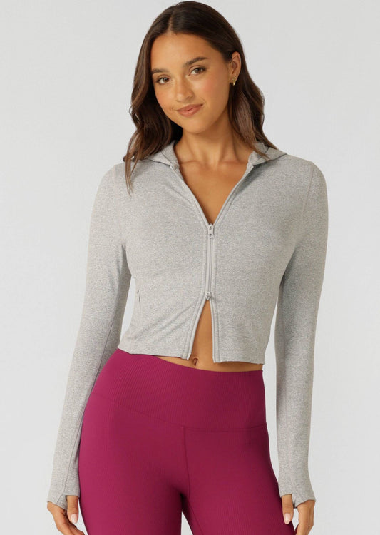 Lorna Jane Soft Touch Warm Up Jacket - Grey Marl