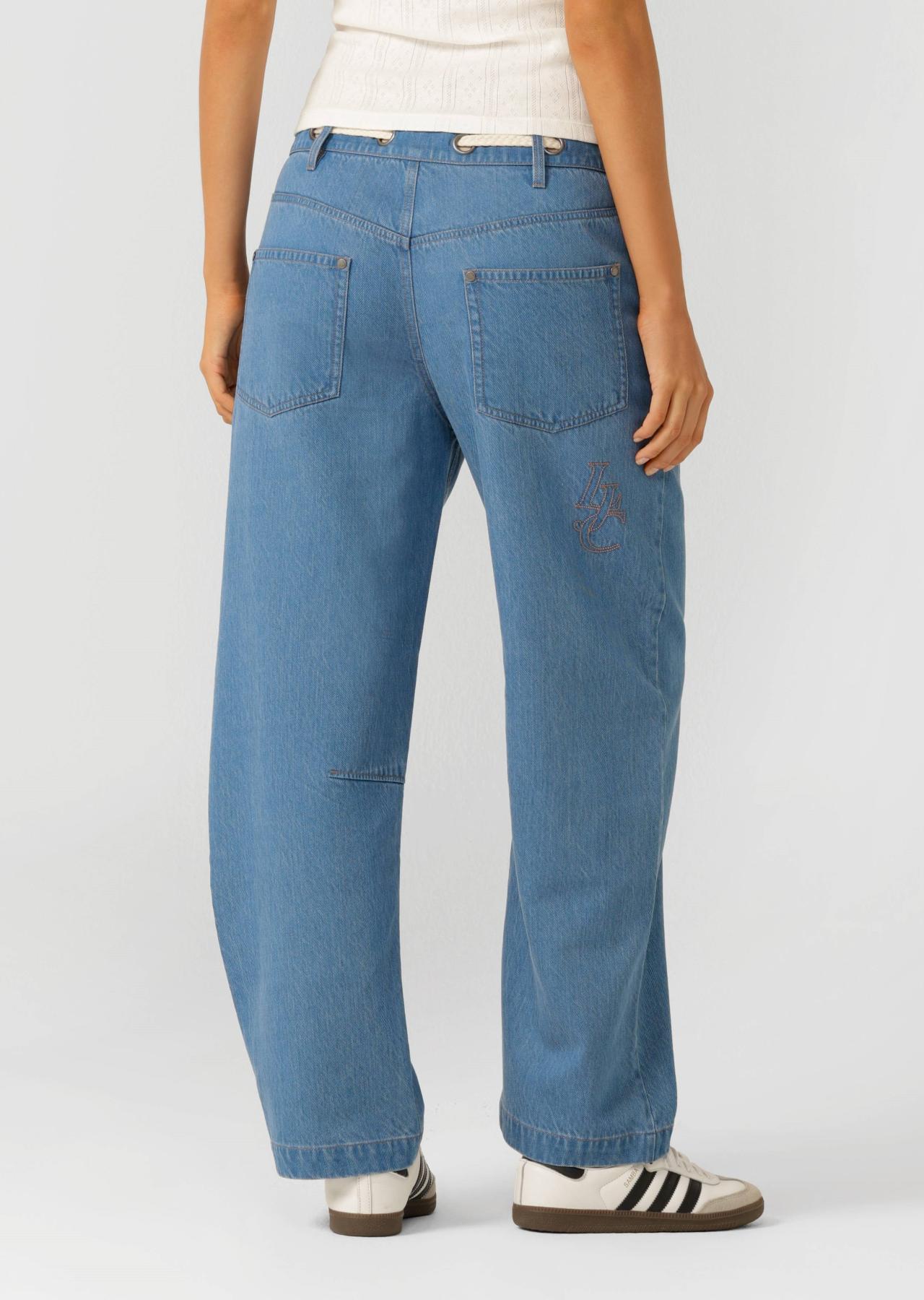 Lorna Jane Off Duty Vintage Wash Denim Pants - Blue Denim
