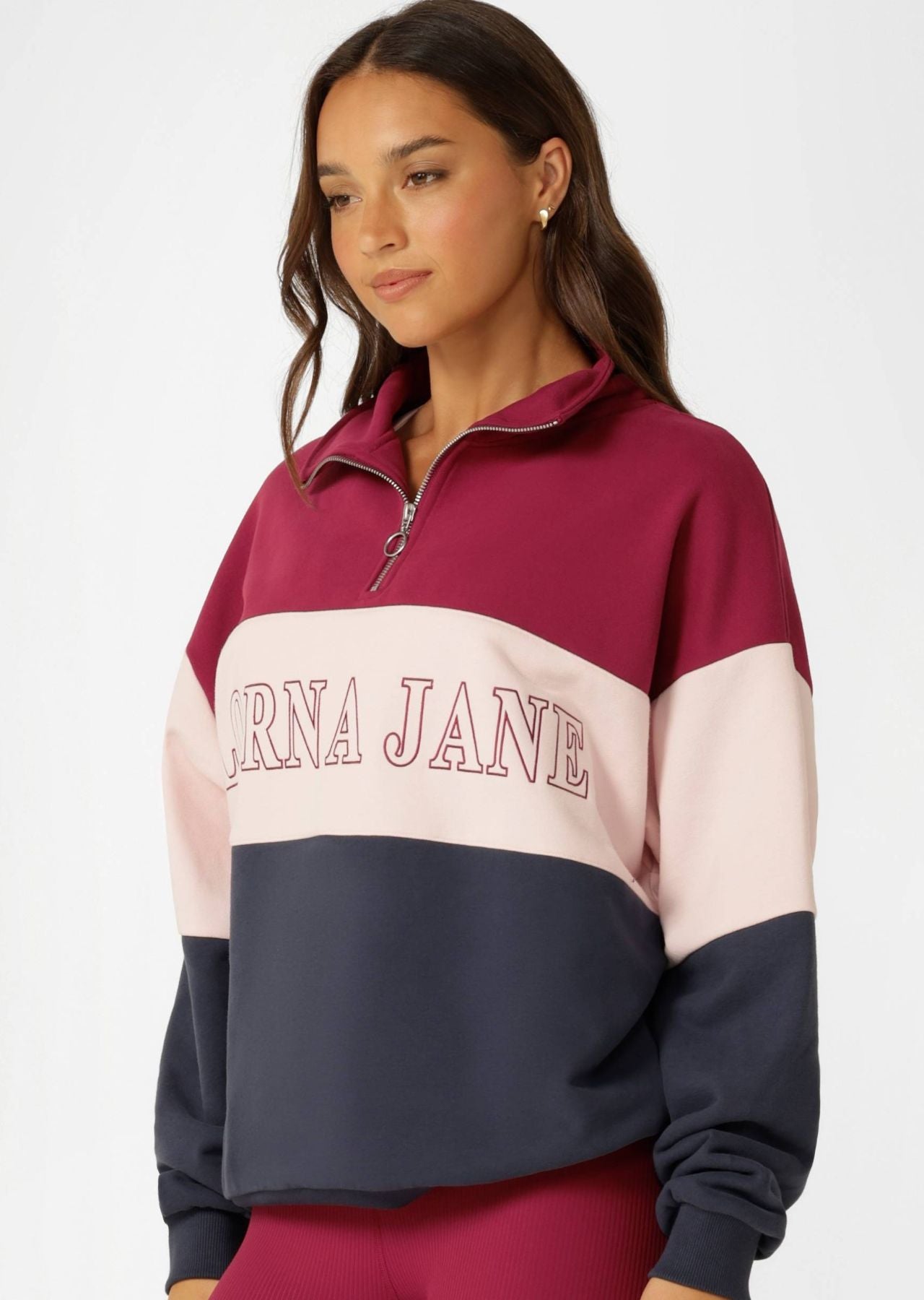 Lorna Jane Sidelines Panelled Quarter Zip Sweat - Multi