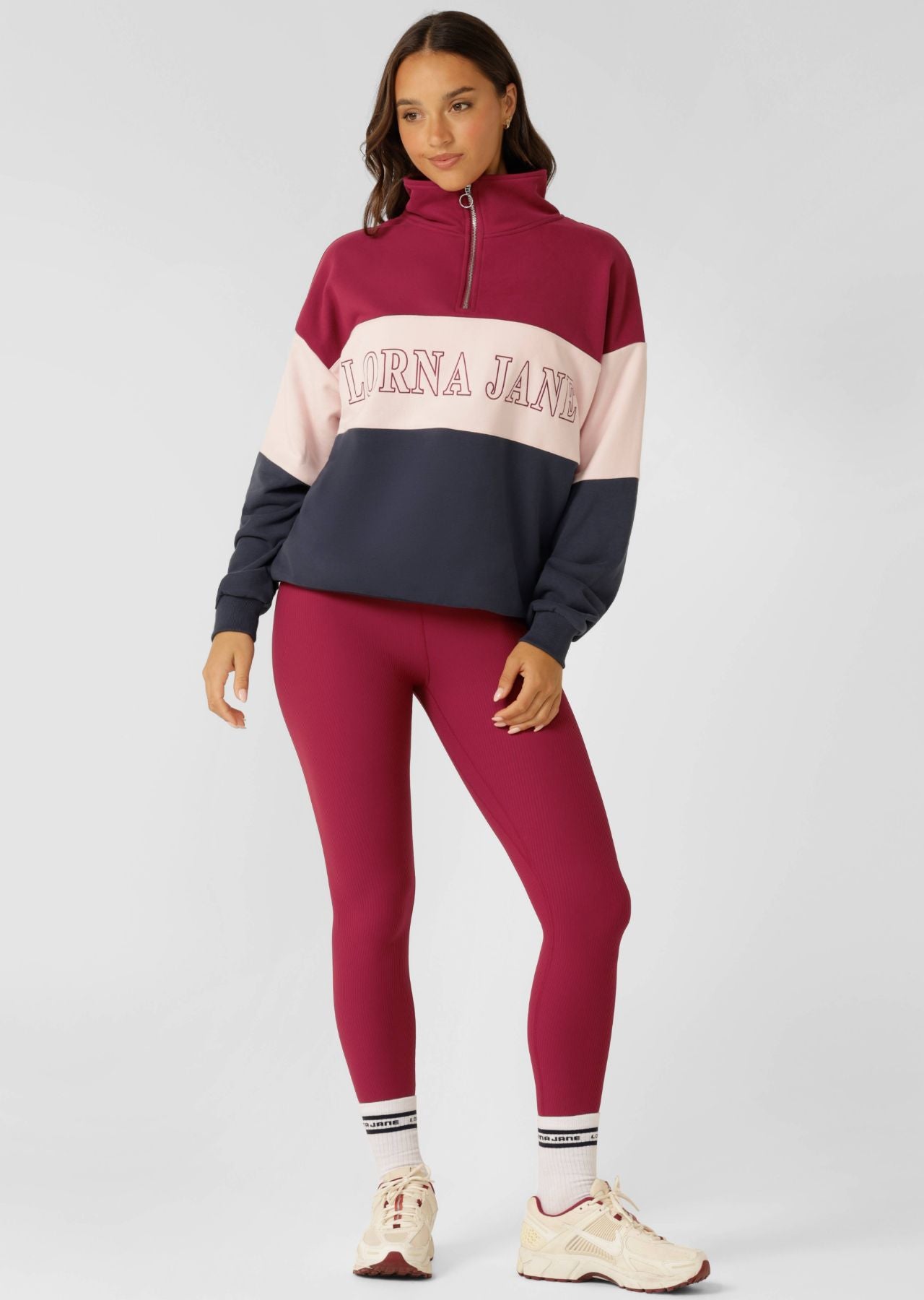 Lorna Jane Sidelines Panelled Quarter Zip Sweat - Multi