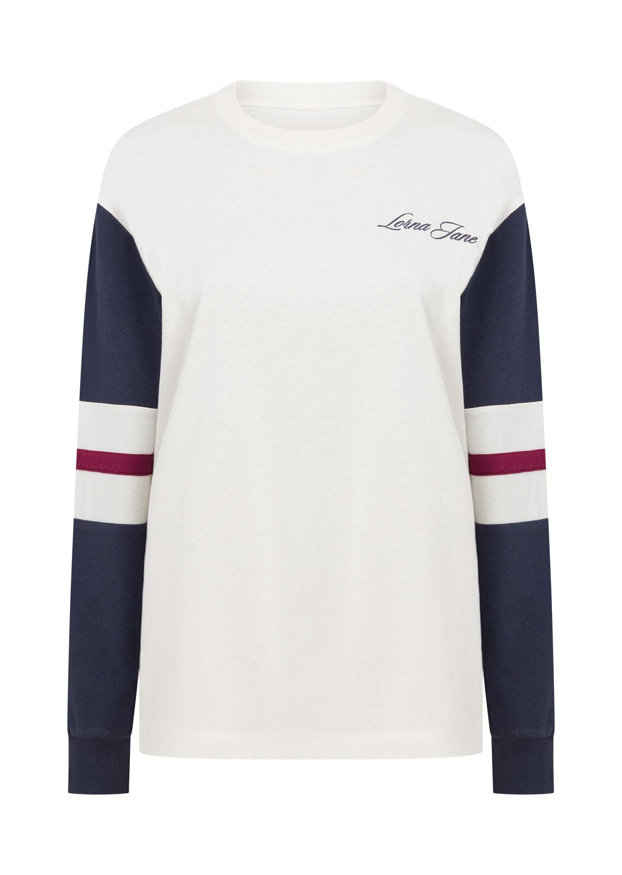 Lorna Jane Varsity Long Sleeve T-Shirt - Porcelain
