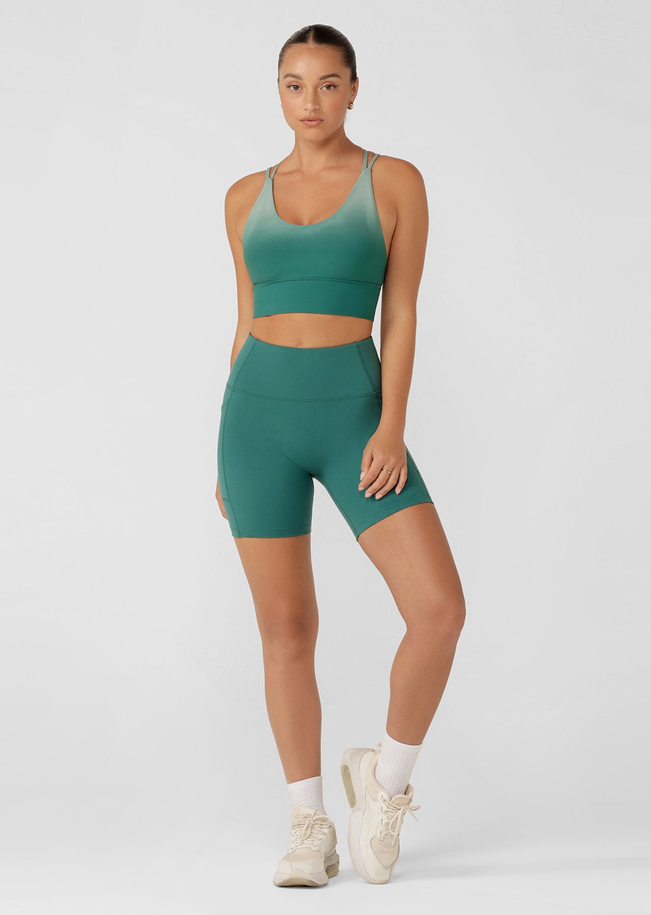 Lorna Jane Zen Again Ombre Longline Sports Bra - Moss Green Ombre