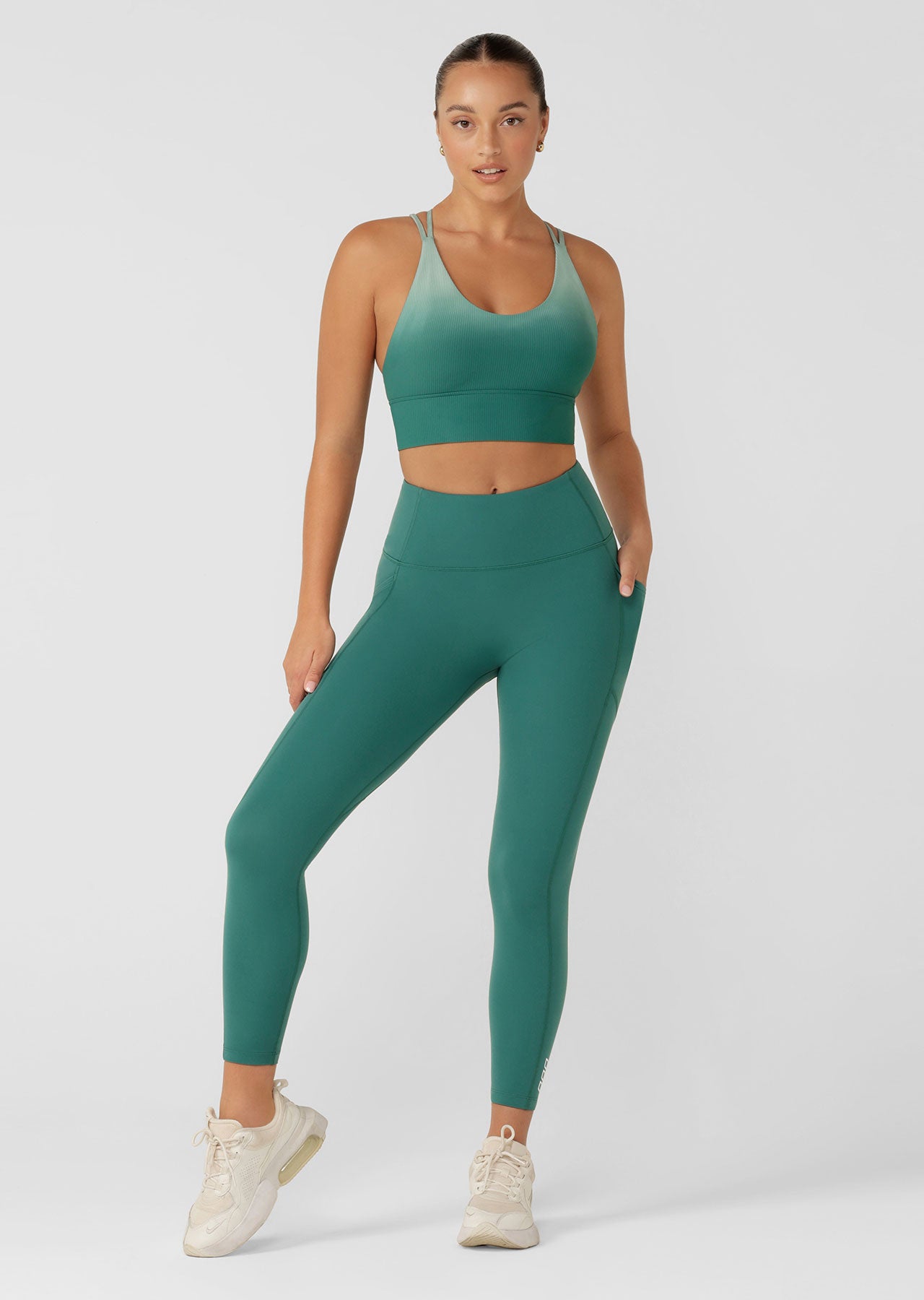 Lorna Jane No Ride Booty Phone Pocket Ankle Biter Leggings - Moss Green