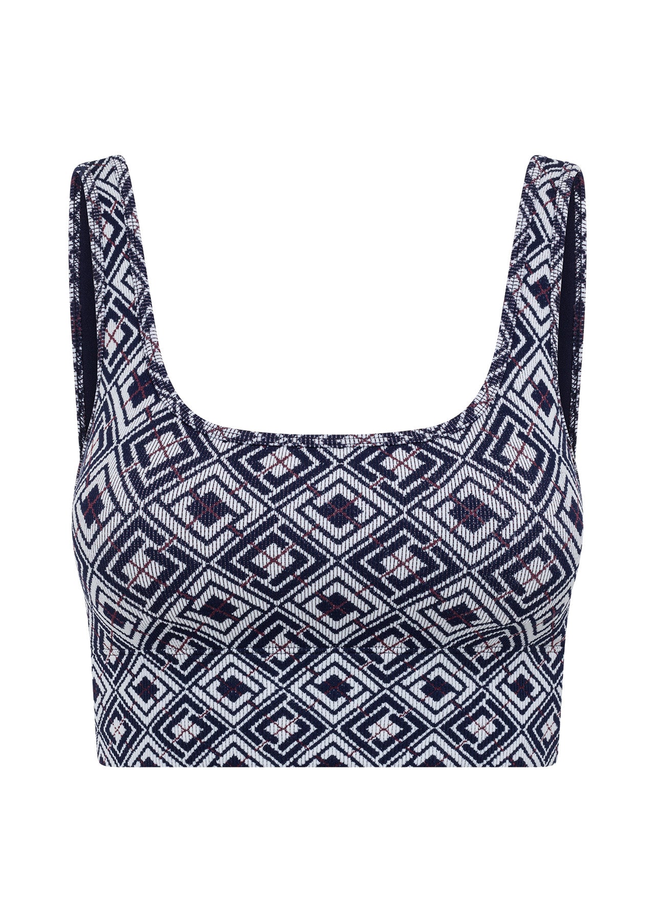 Lorna Jane Rally Seamless Longline Sports Bra - Retro LJ Check Jacquard