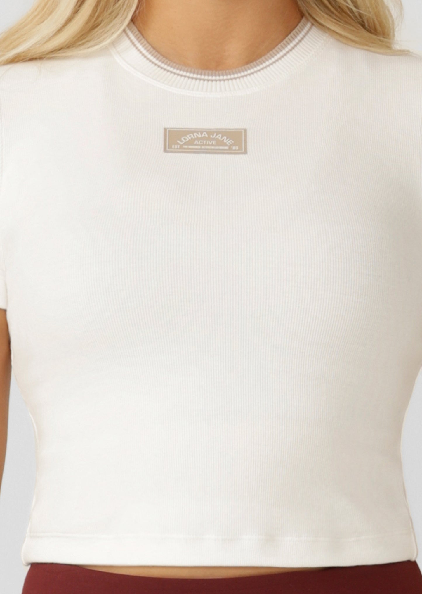 Lorna Jane Tie Breaker Cropped Tee - Porcelain