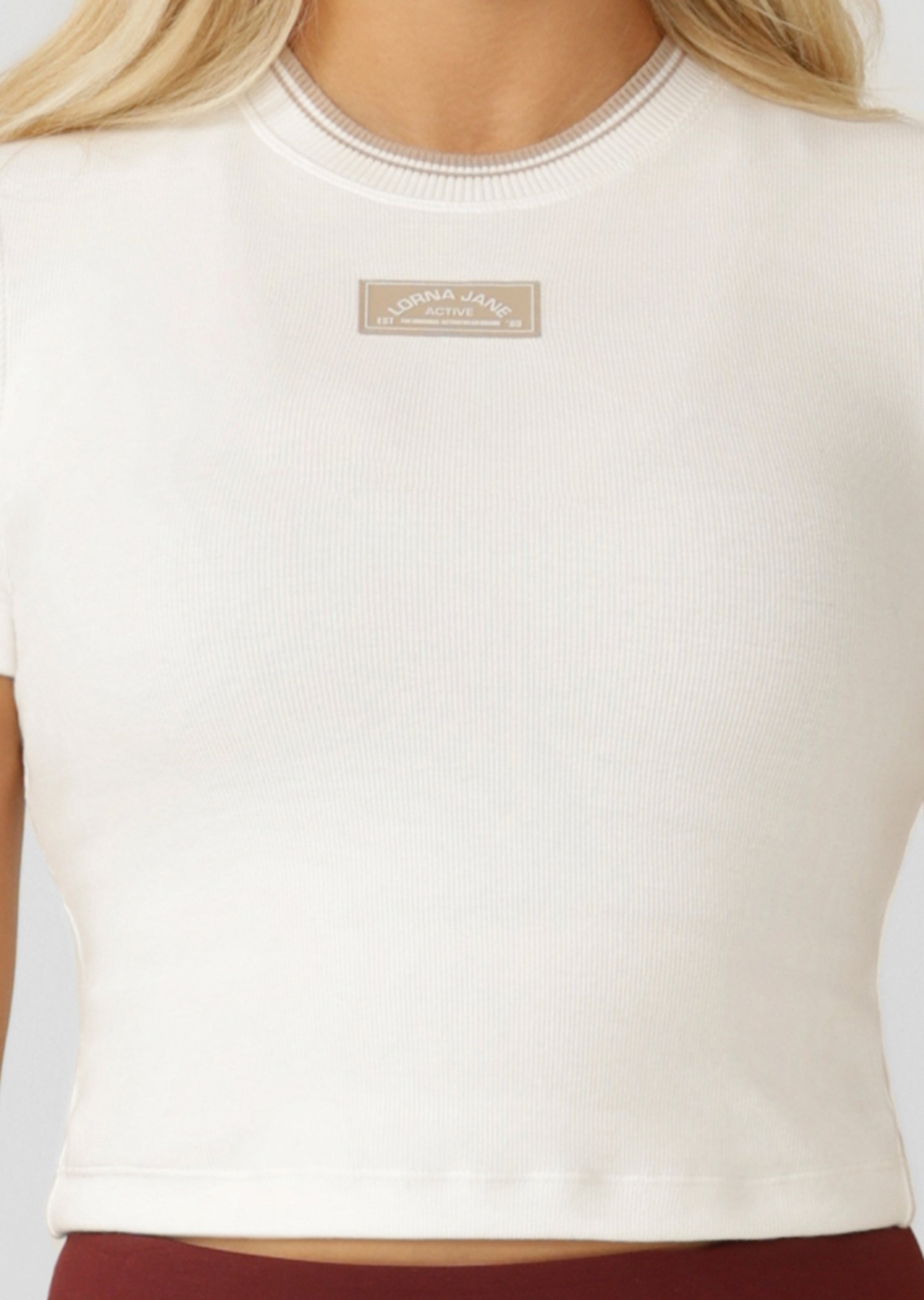 Lorna Jane Tie Breaker Cropped Tee - Porcelain