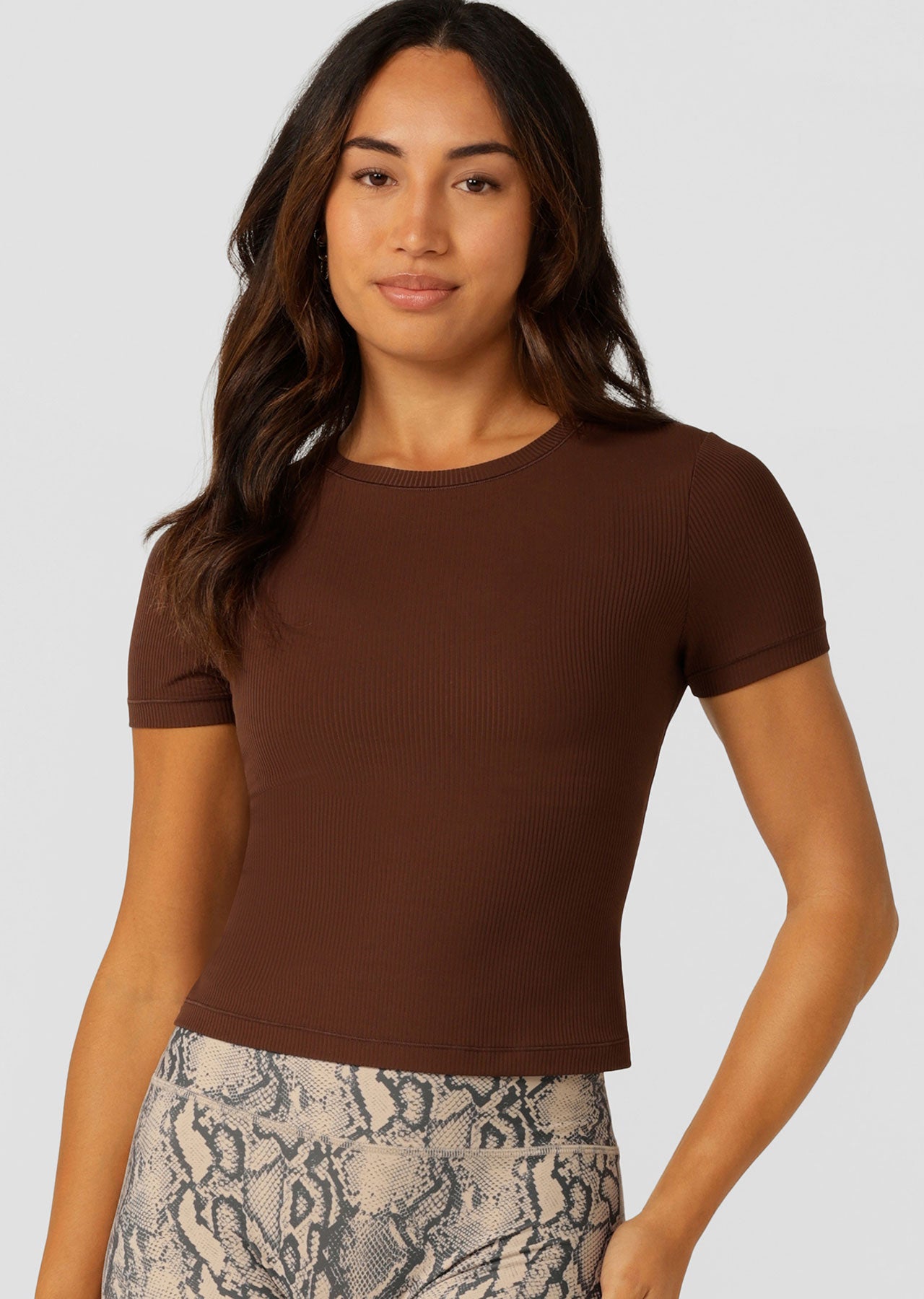 Lorna Jane Ultimate Comfort Rib T-Shirt - Espresso