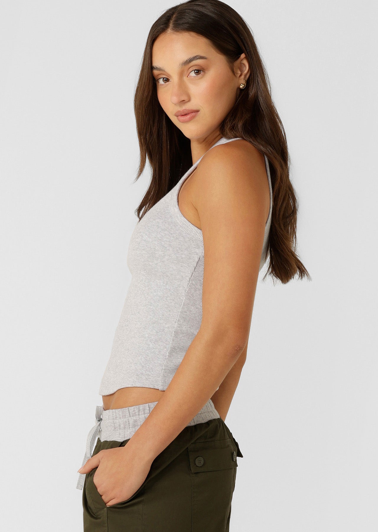 Lorna Jane LJ Basics Rib Tank - Light Grey Marl