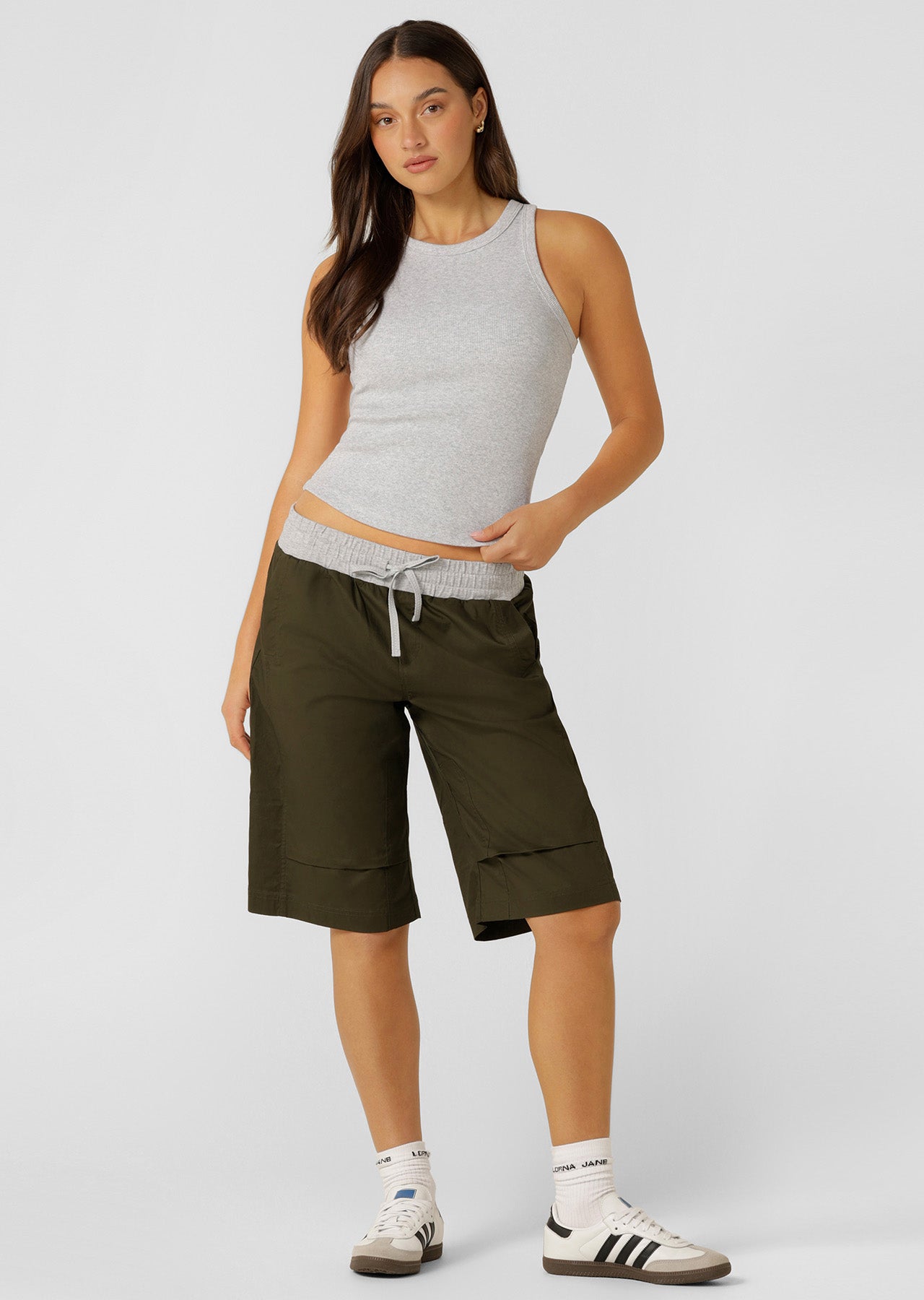 Lorna Jane LJ Basics Rib Tank - Light Grey Marl