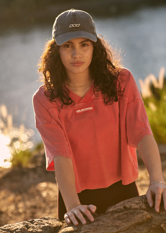 Lorna Jane College Nostalgia Cropped T-Shirt - Washed Ginger