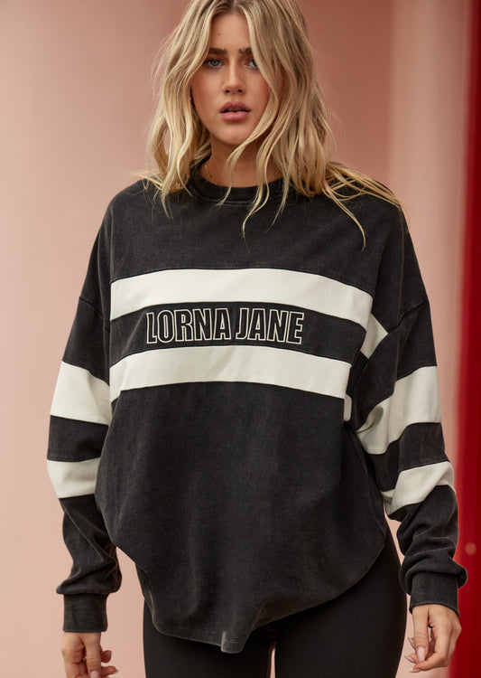 Lorna Jane Throwback Oversized Sweat - Black