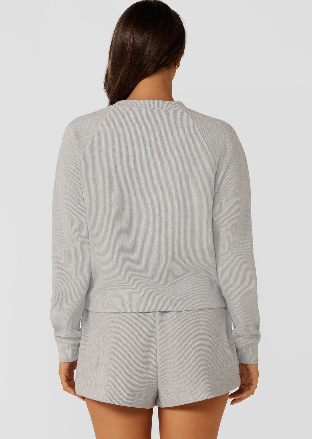 Lorna Jane Retreat Rib Long Sleeve Top - Grey Marl