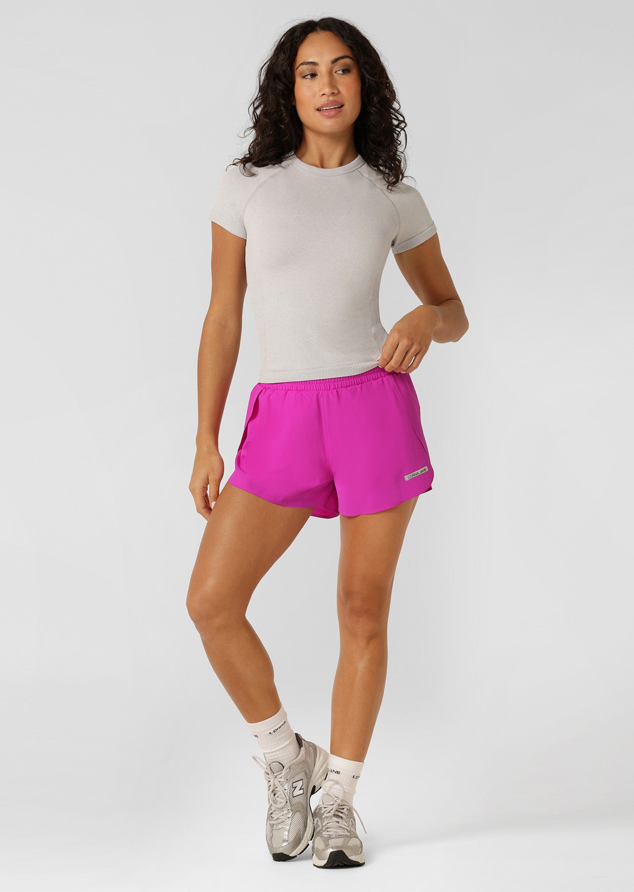 Lorna Jane Tempo Seamless Short Sleeve Active Top - Light Grey Marl