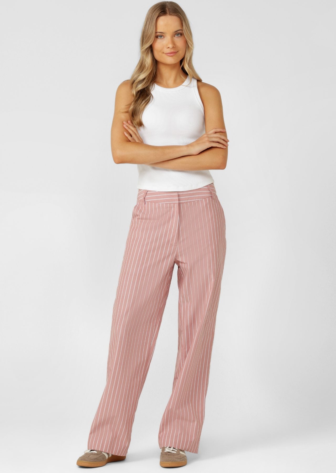 Lorna Jane Heritage Club Pinstripe Pants - Ash Rose Pinstripe
