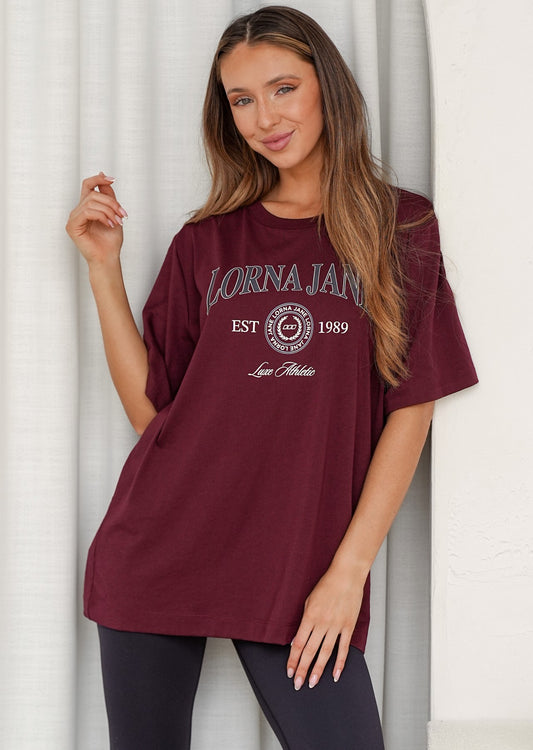 Lorna Jane Strive Relaxed T-shirt - Plum Red
