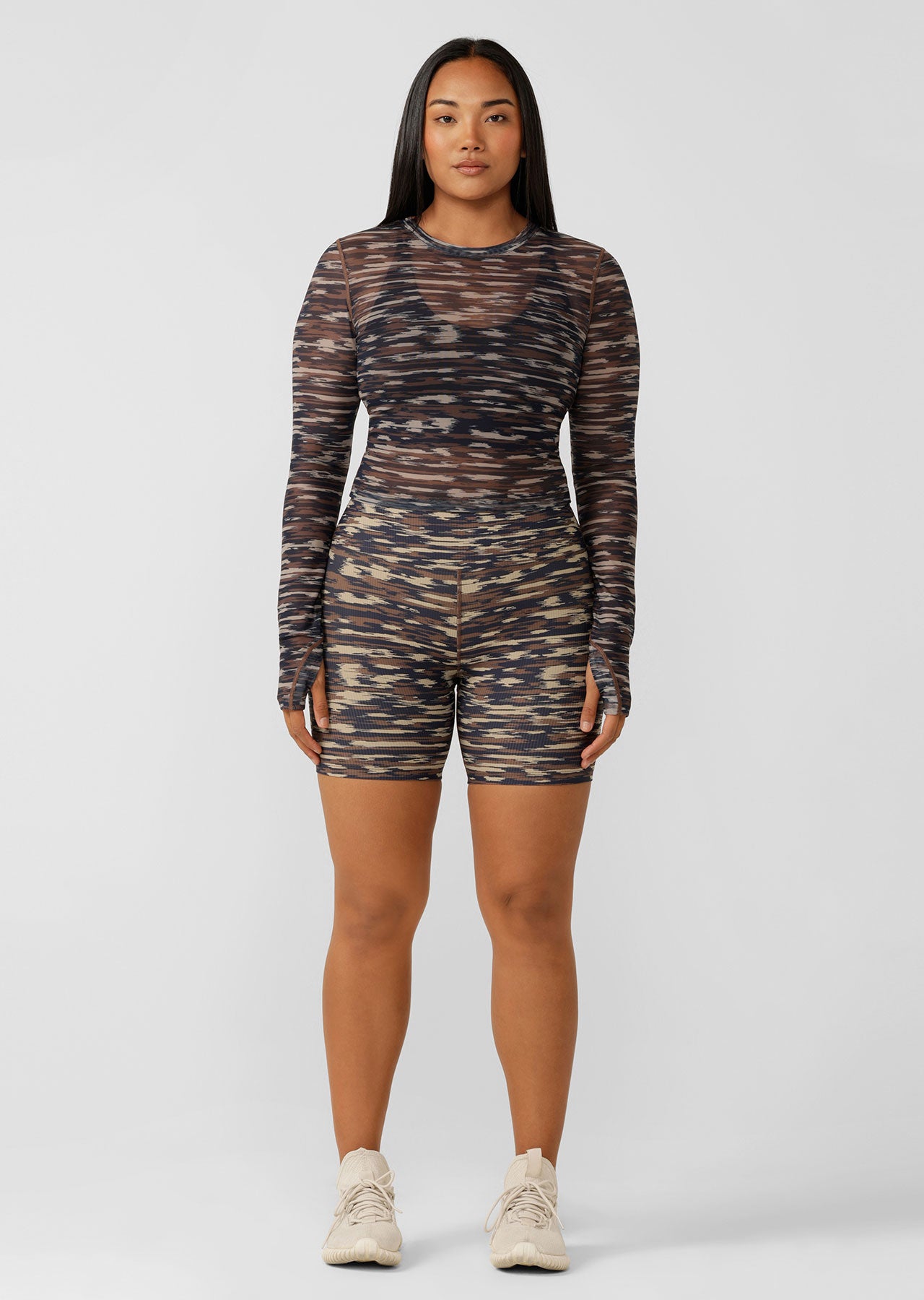 Lorna Jane Zen Rib Bike Short - Zen Stripe Print