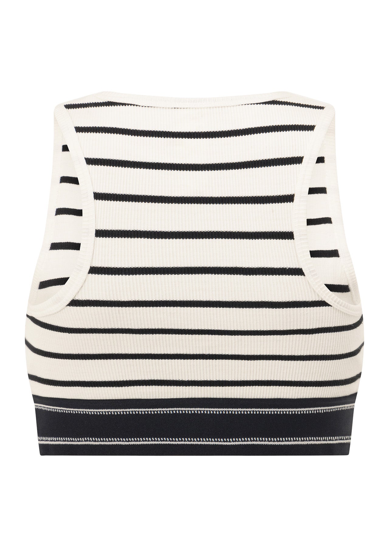Lorna Jane Horizon Striped Rib Tank - Black & Porcelain Stripe