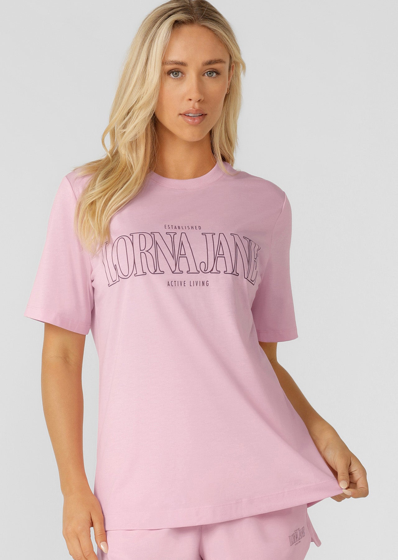 Lorna Jane Active Living Weekender Relaxed T-Shirt - Sweet Pink