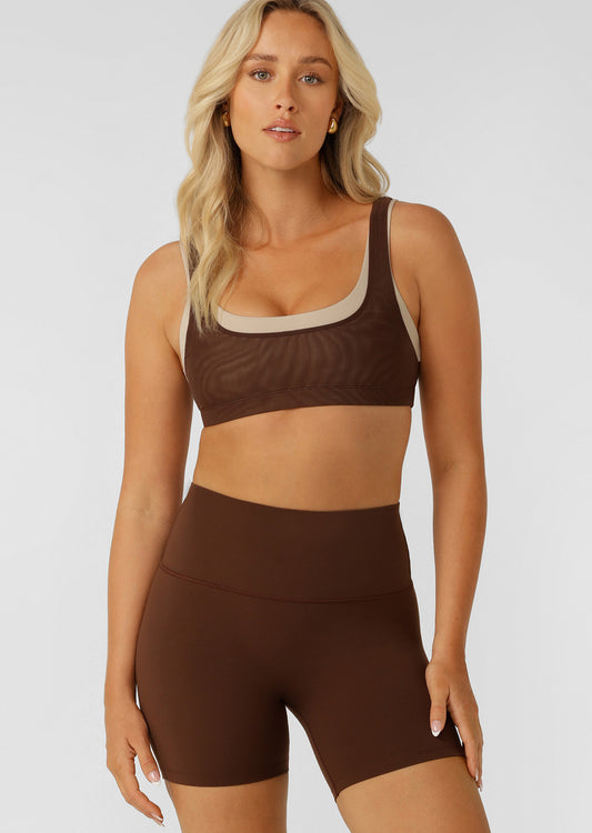Lorna Jane Double Down Sports Bra - Truffle