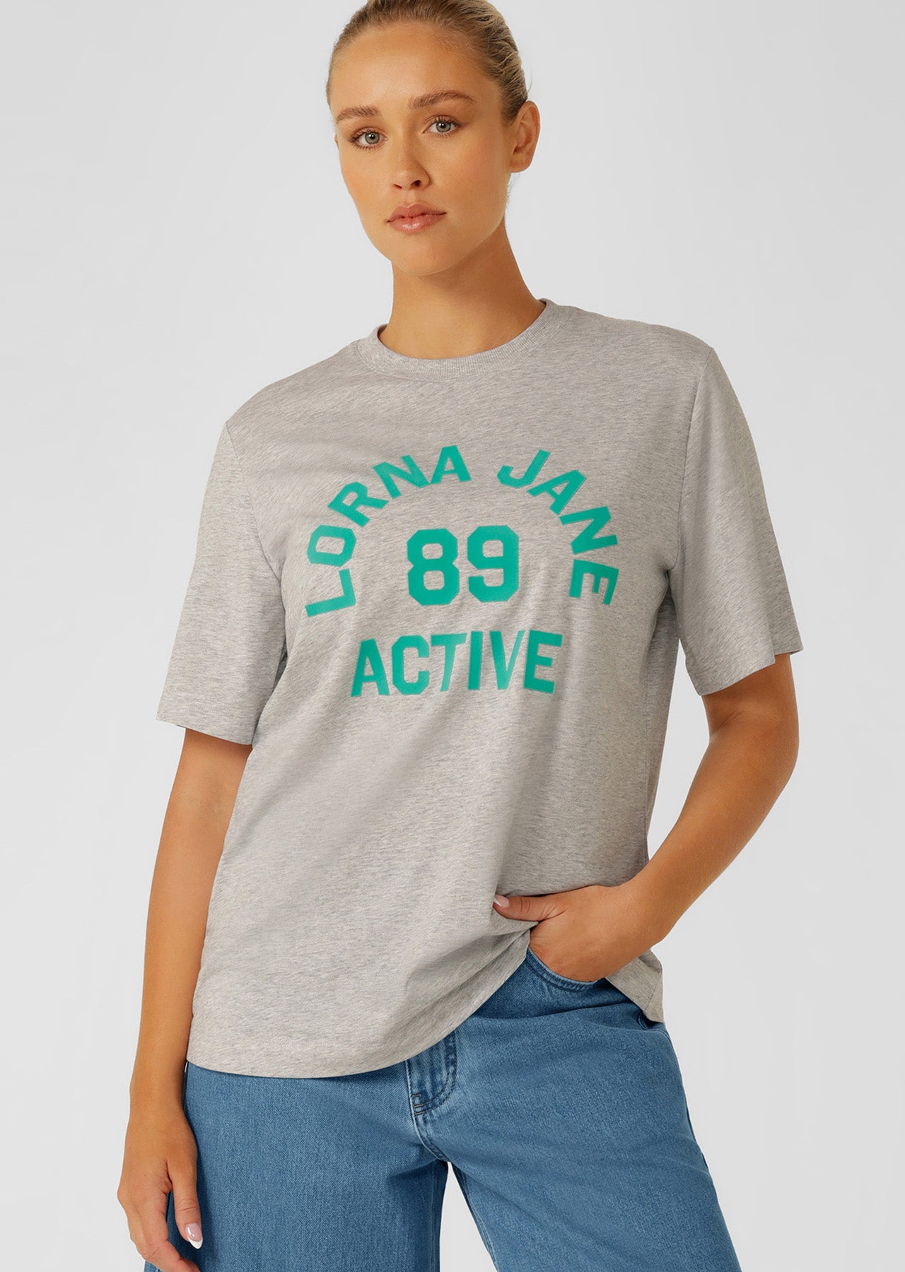 Lorna Jane Throwback Relaxed T-Shirt - Grey Marl