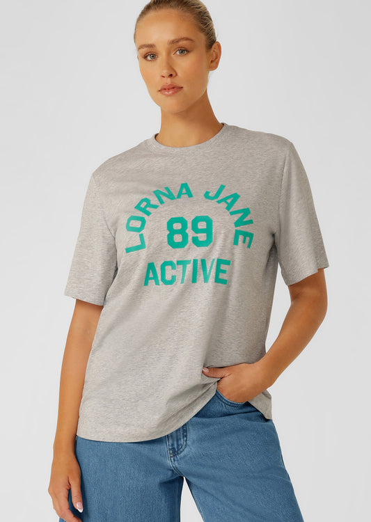 Lorna Jane Throwback Relaxed T-Shirt - Grey Marl