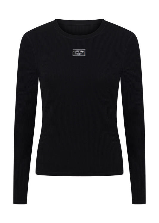 Lorna Jane Whisper Long Sleeve Rib Top - Black