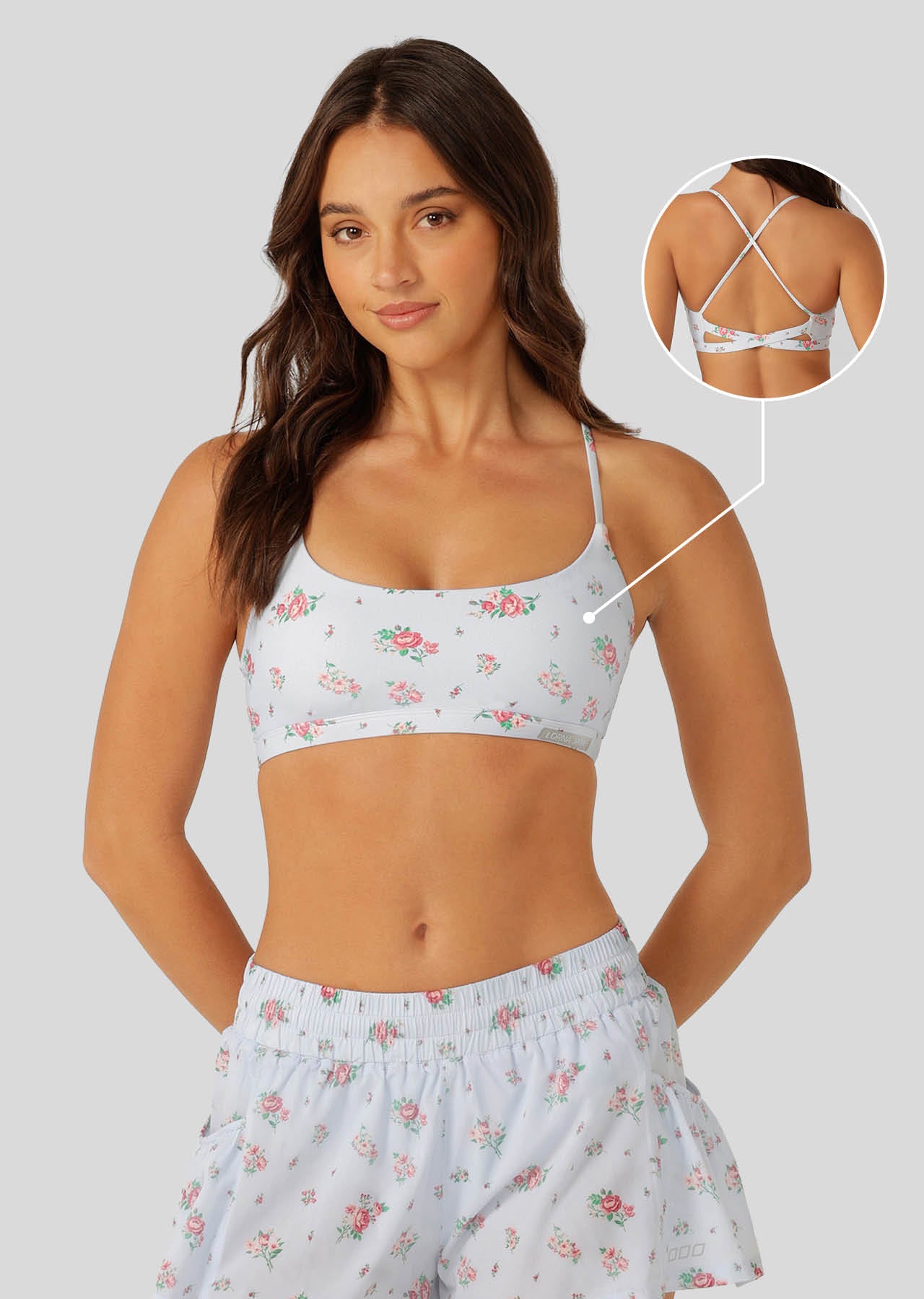 Lorna Jane Blueberry Rose Sports Bra - Blueberry Rose Print